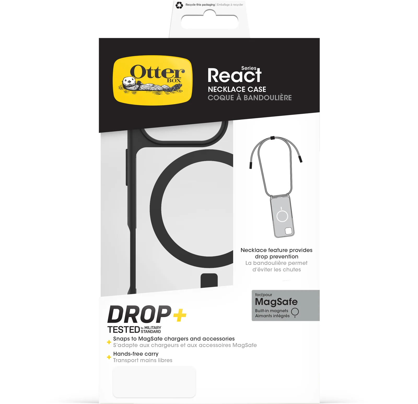 Funda para iPhone 16 Pro React Series Necklace MagSafe de OtterBox - Black Crystal (Negro/Transparente) - Image 5