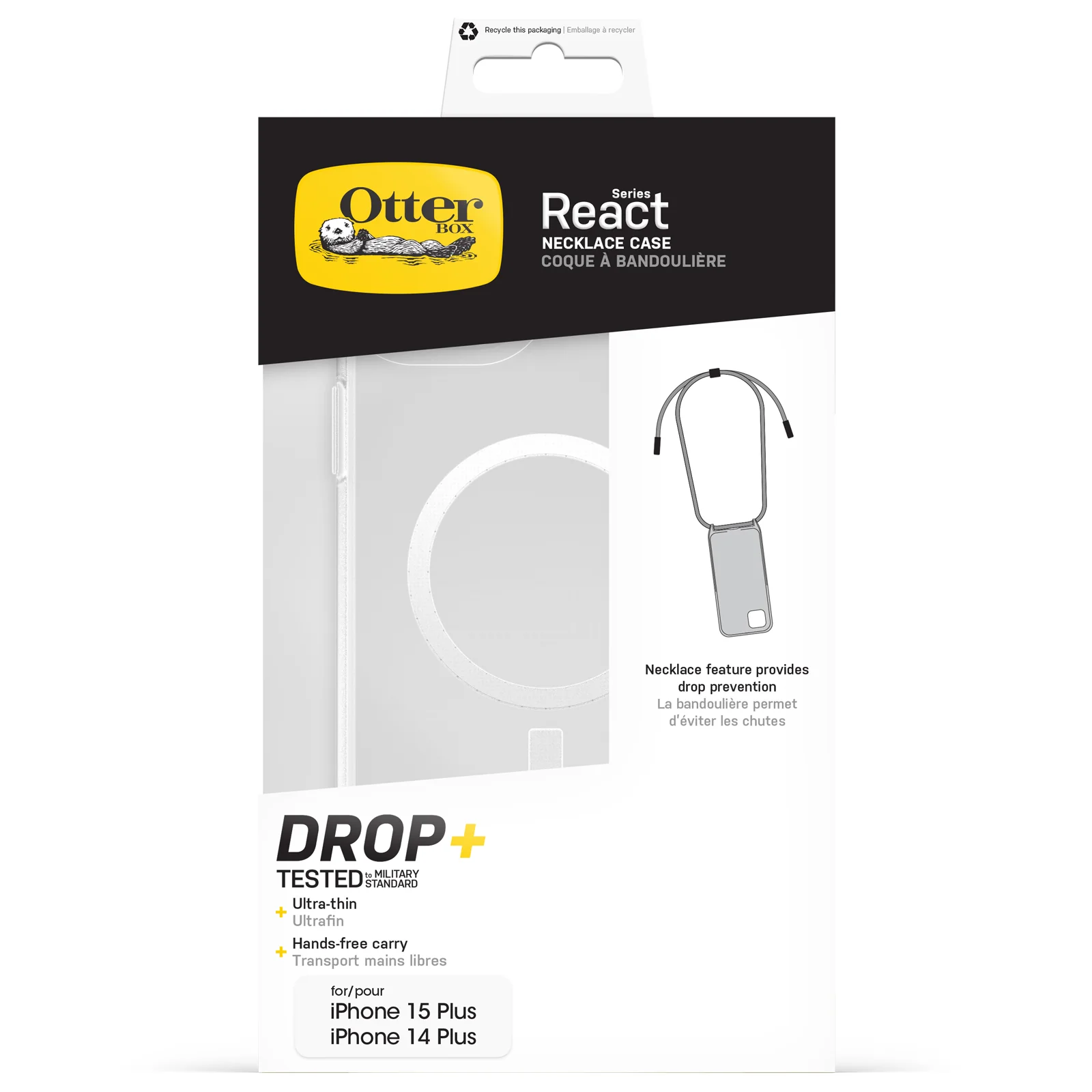 Funda para iPhone 15 Plus React Series Necklace MagSafe de OtterBox - Clear (Transparente) - Image 5