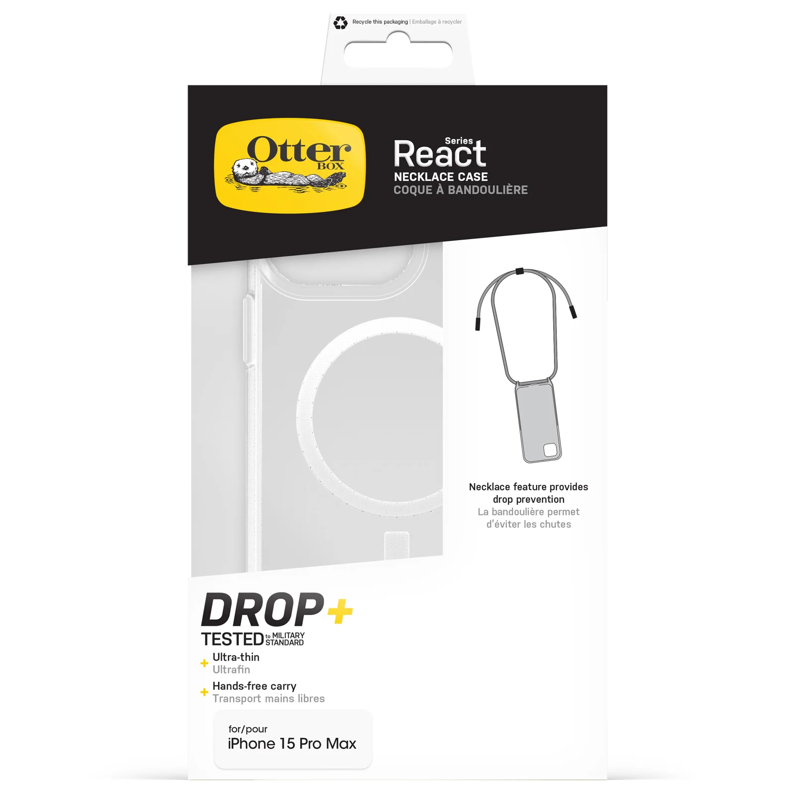 Funda para iPhone 15 Pro Max React Series Necklace MagSafe de OtterBox - Clear (Transparente) - Image 5