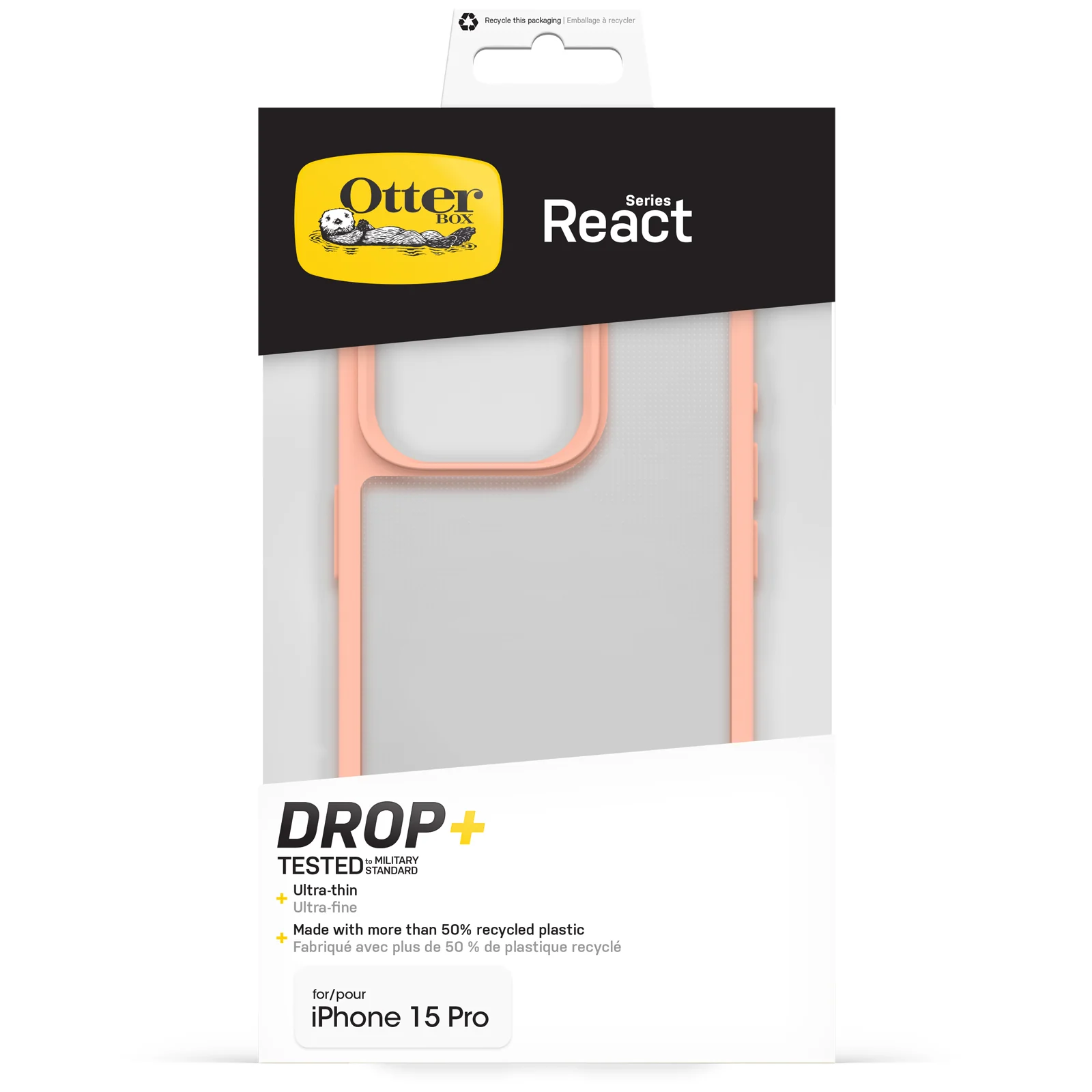 Funda para iPhone 15 Pro React Series de OtterBox - Peach Perfect (Melocotón) - Image 5