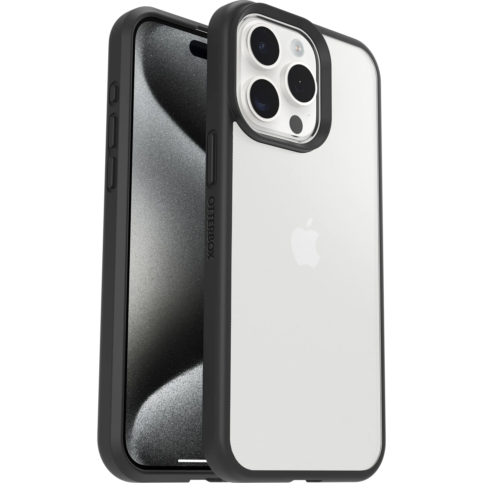 Funda para iPhone 15 Pro Max React Series de OtterBox - Black Crystal (Negro/Transparente) - Image 4