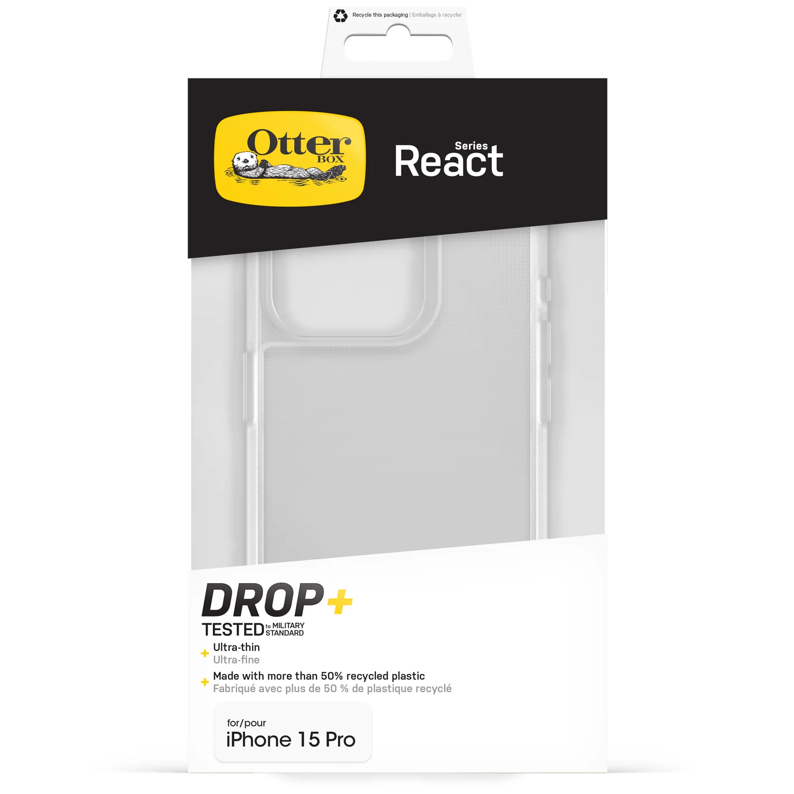 Funda para iPhone 15 Pro React Clear Series de OtterBox - Clear (Transparente) - Image 5