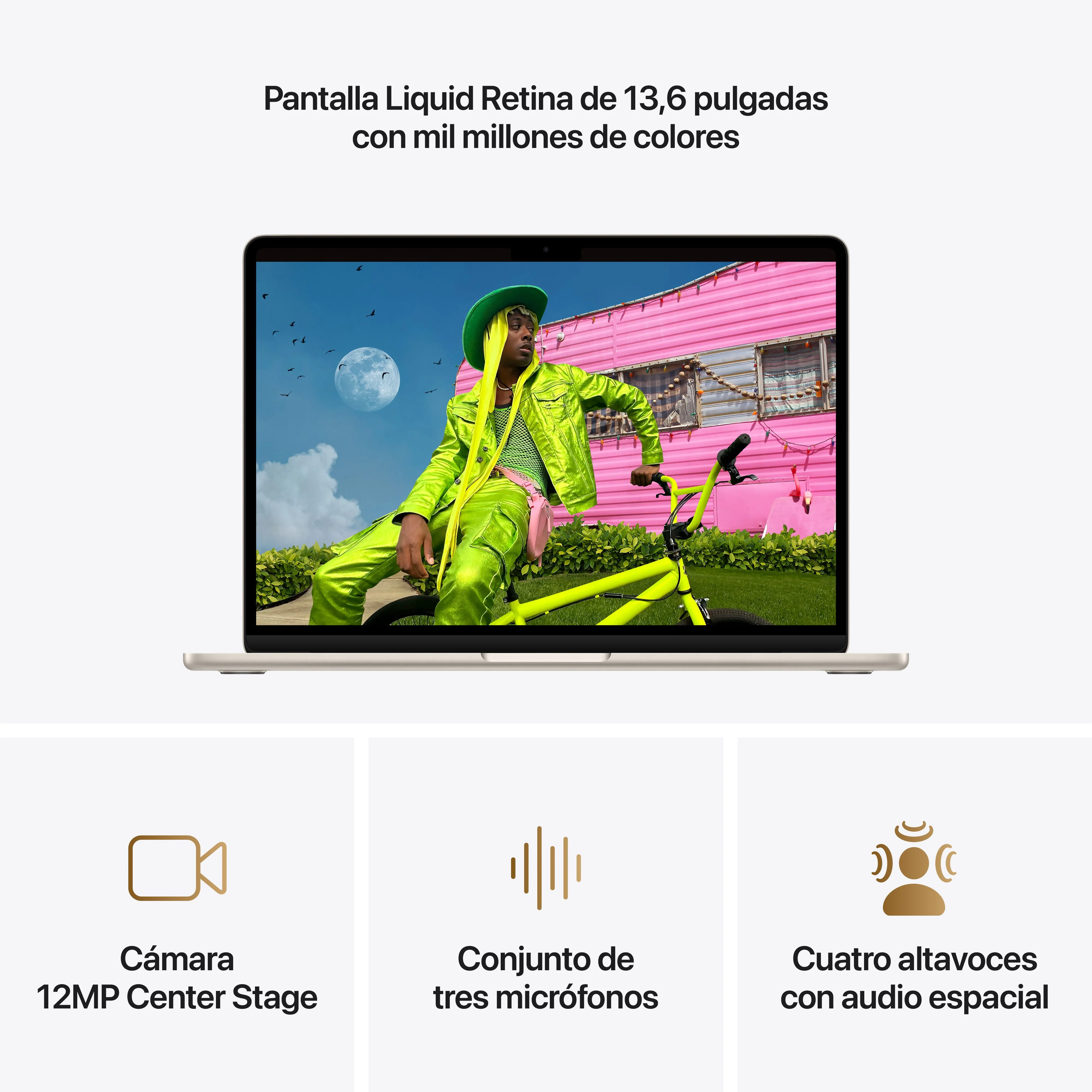 MacBook Air de 13 pulgadas: Chip M5 de Apple con CPU de 10 nĂșcleos y GPU de 10 nĂșcleos, 1 TB SSD - Blanco estrella - Image 5