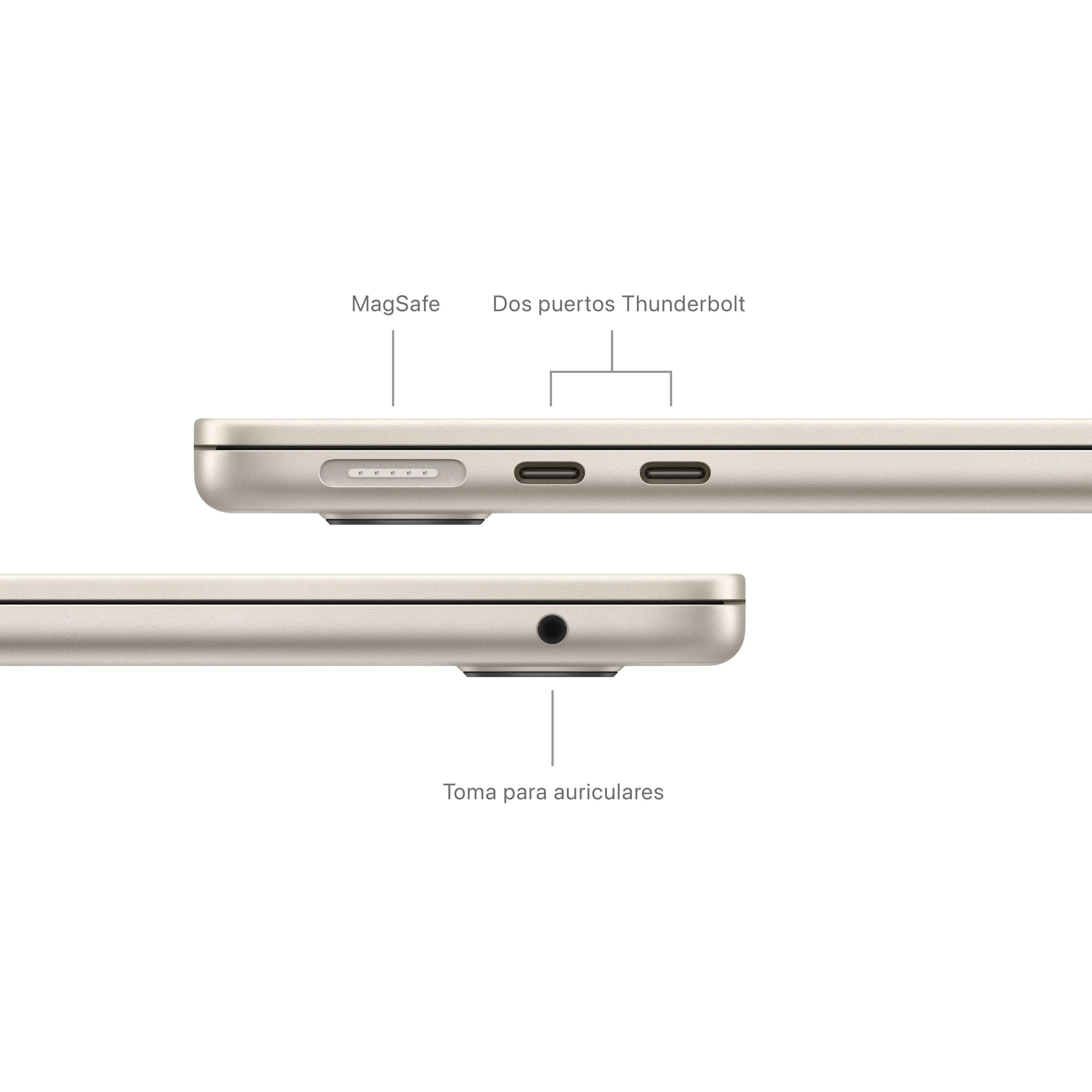 MacBook Air de 13 pulgadas: Chip M3 de Apple con CPU de ocho núcleos y GPU de ocho núcleos, 256 GB SSD - Blanco estrella - Image 7