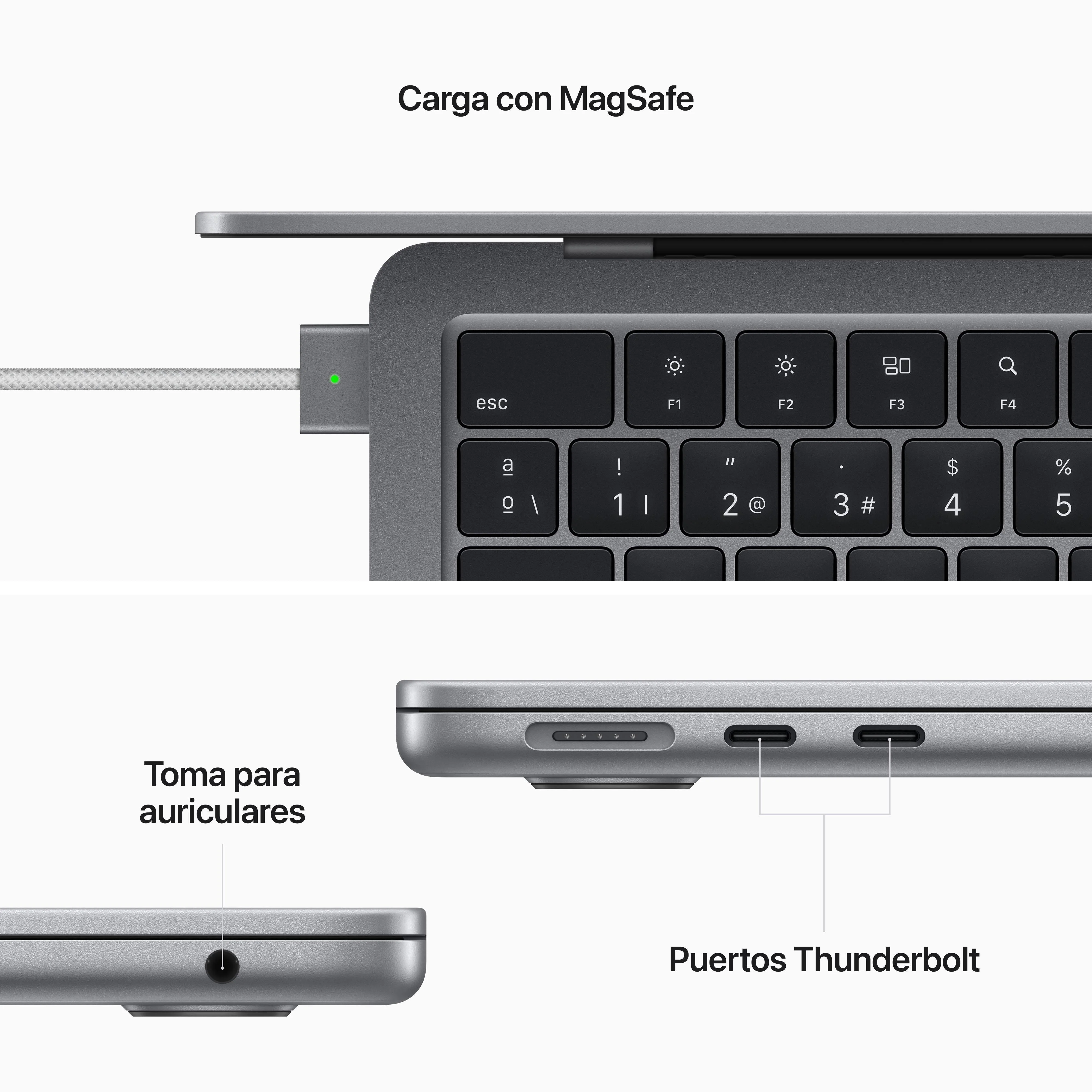 MacBook Air de 13 pulgadas: Chip M2 de Apple con CPU de ocho núcleos y GPU de diez núcleos, 512 GB SSD, 16 GB RAM - Gris espacial - Image 7