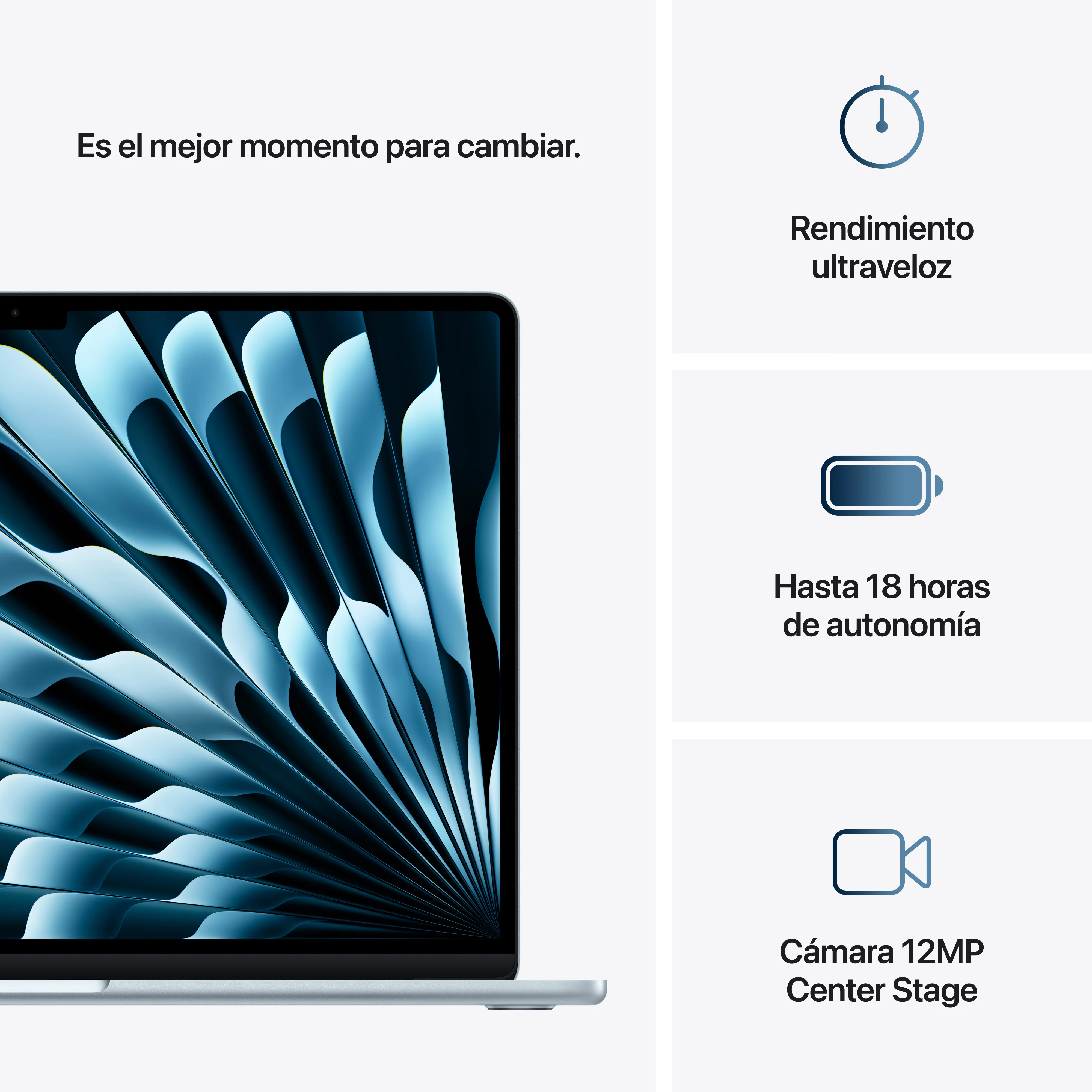 MacBook Air de 15 pulgadas: Chip M4 de Apple con CPU de 10 núcleos y GPU de 10 núcleos, 256 GB SSD - Azul cielo - Image 10