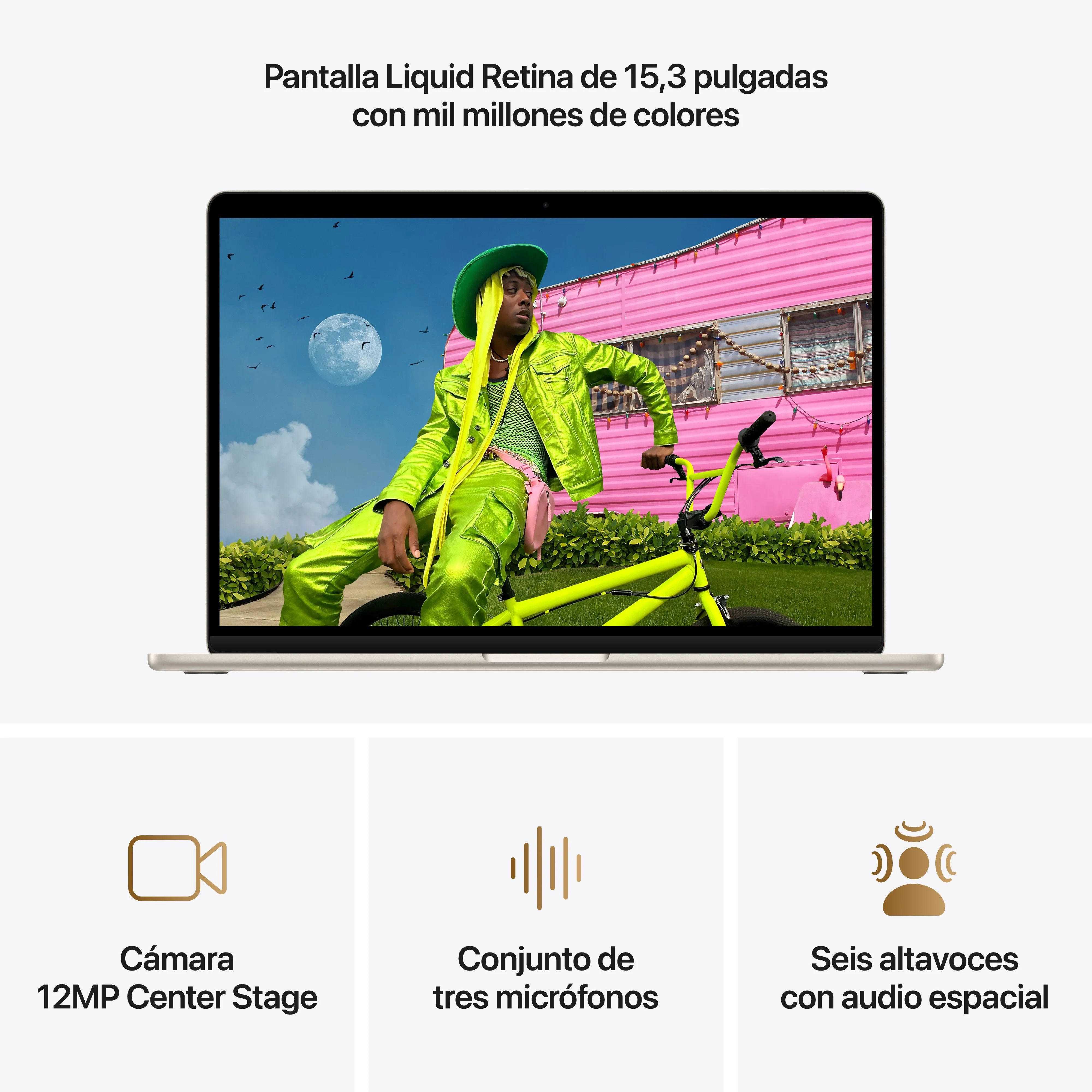 MacBook Air de 15 pulgadas: Chip M5 de Apple con CPU de 10 nĂșcleos y GPU de 10 nĂșcleos, 1 TB SSD - Blanco estrella - Image 5