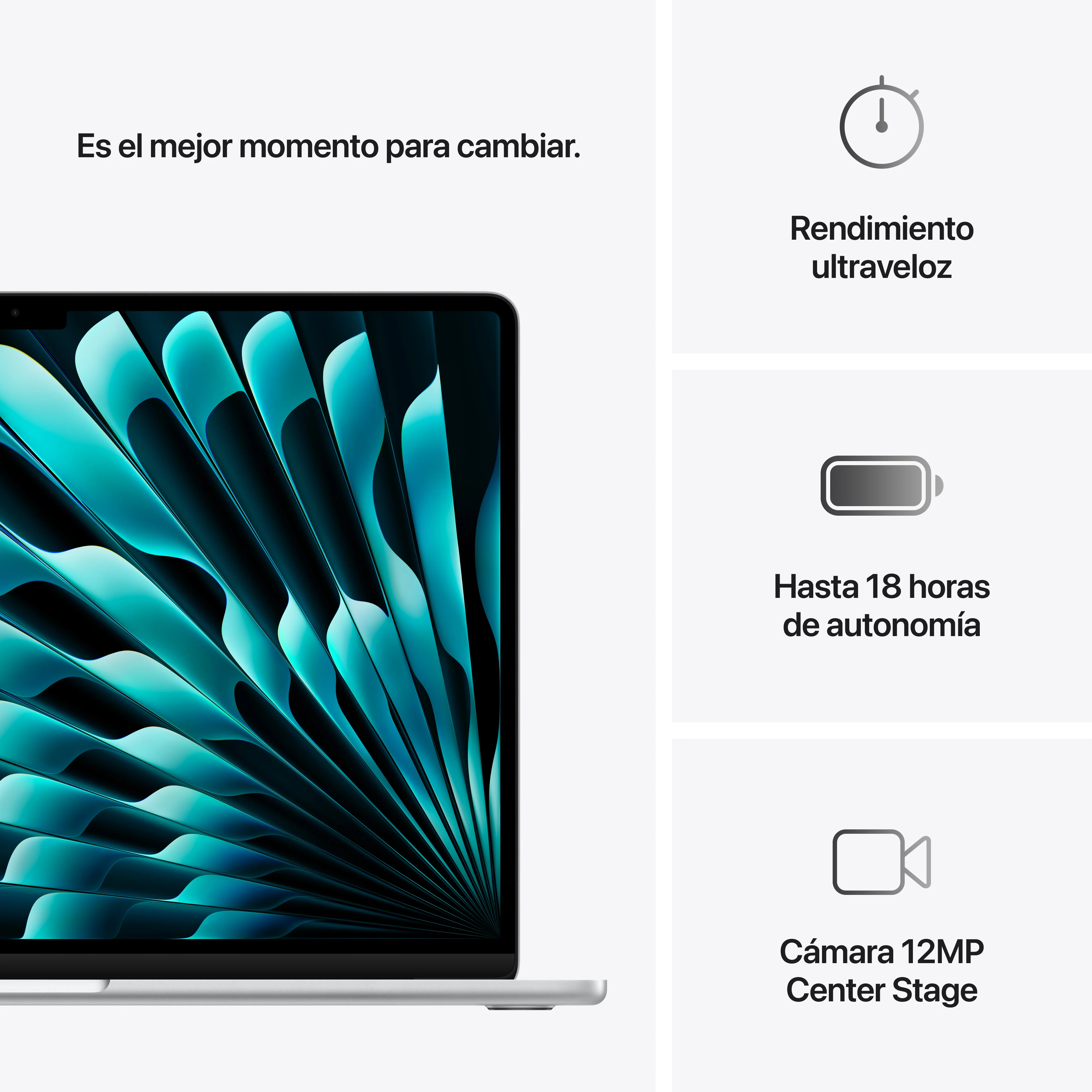 MacBook Air de 15 pulgadas: Chip M4 de Apple con CPU de 10 núcleos y GPU de 10 núcleos, 512 GB SSD - Plata - Image 10