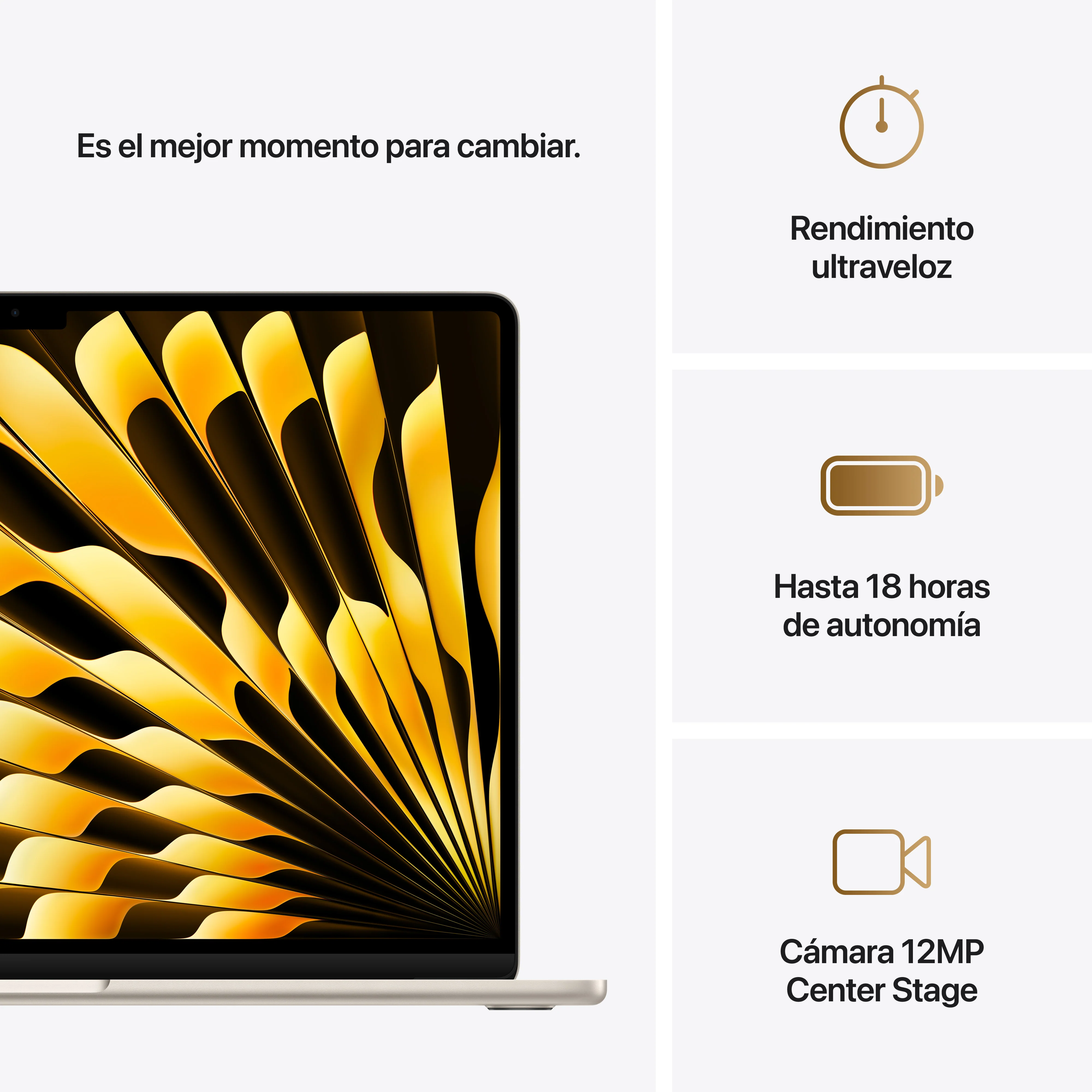 MacBook Air de 15 pulgadas: Chip M4 de Apple con CPU de 10 núcleos y GPU de 10 núcleos, 256 GB SSD - Blanco estrella - Image 10