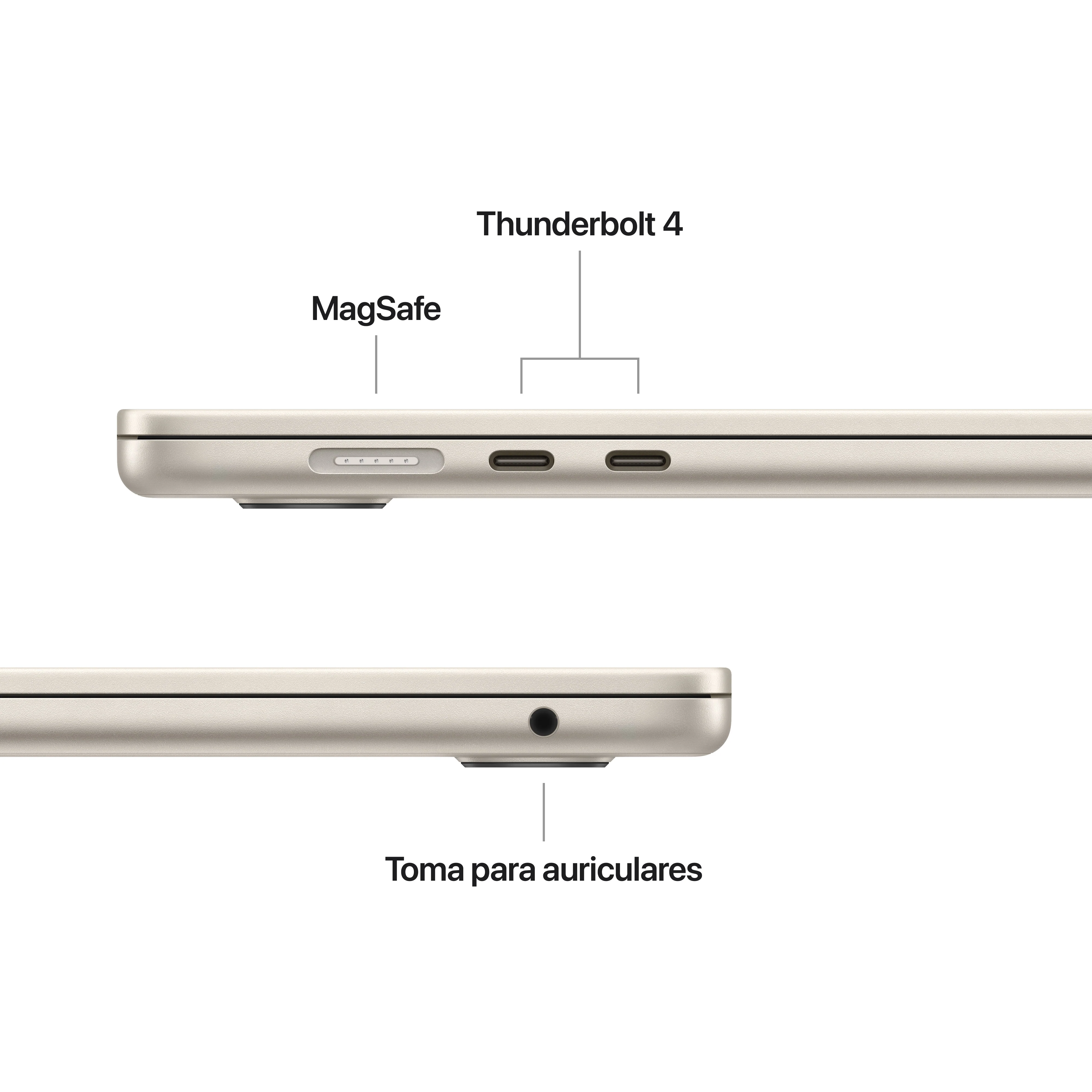 MacBook Air de 15 pulgadas: Chip M4 de Apple con CPU de 10 núcleos y GPU de 10 núcleos, 256 GB SSD - Blanco estrella - Image 7