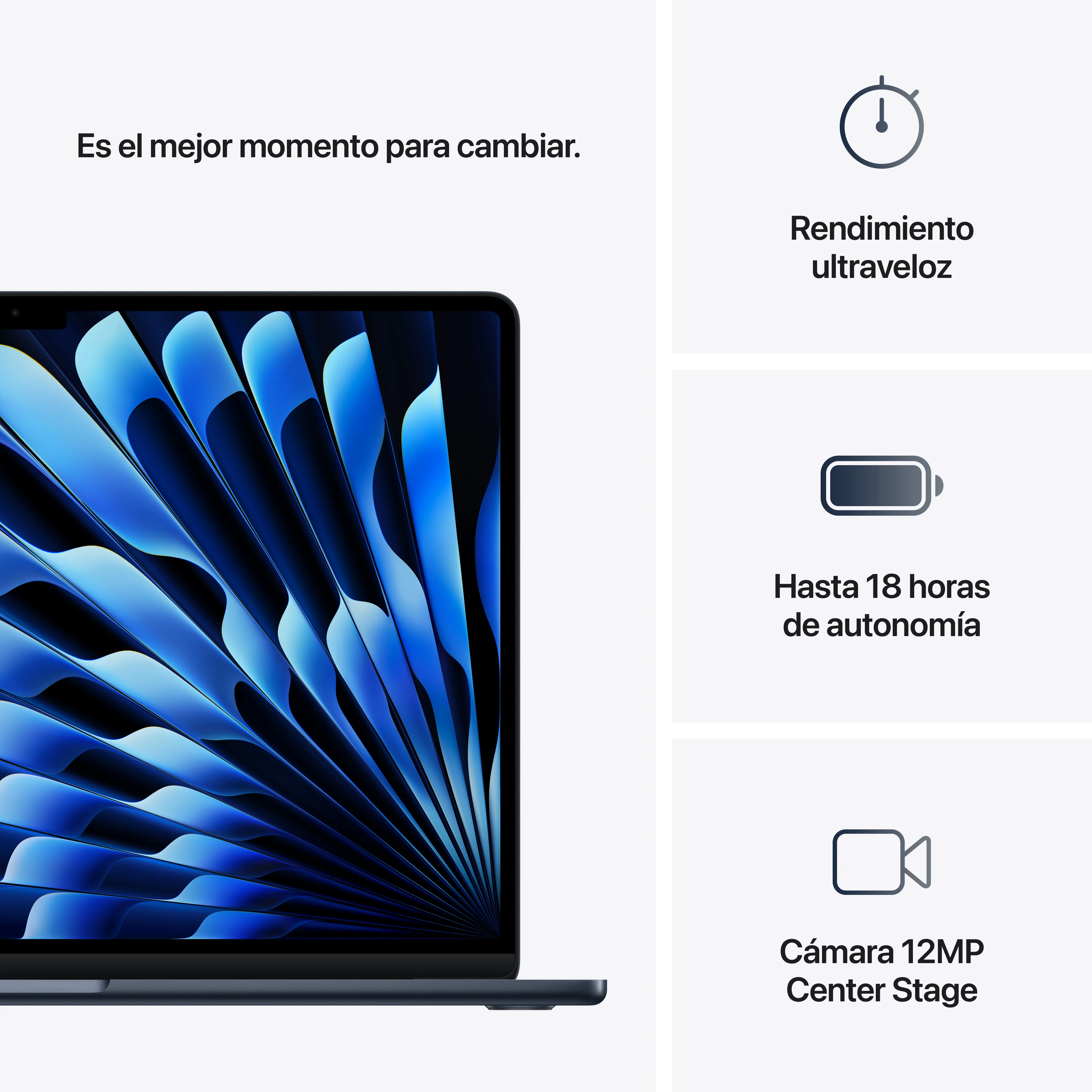 MacBook Air de 15 pulgadas: Chip M4 de Apple con CPU de 10 núcleos y GPU de 10 núcleos, 512 GB SSD - Medianoche - Image 10