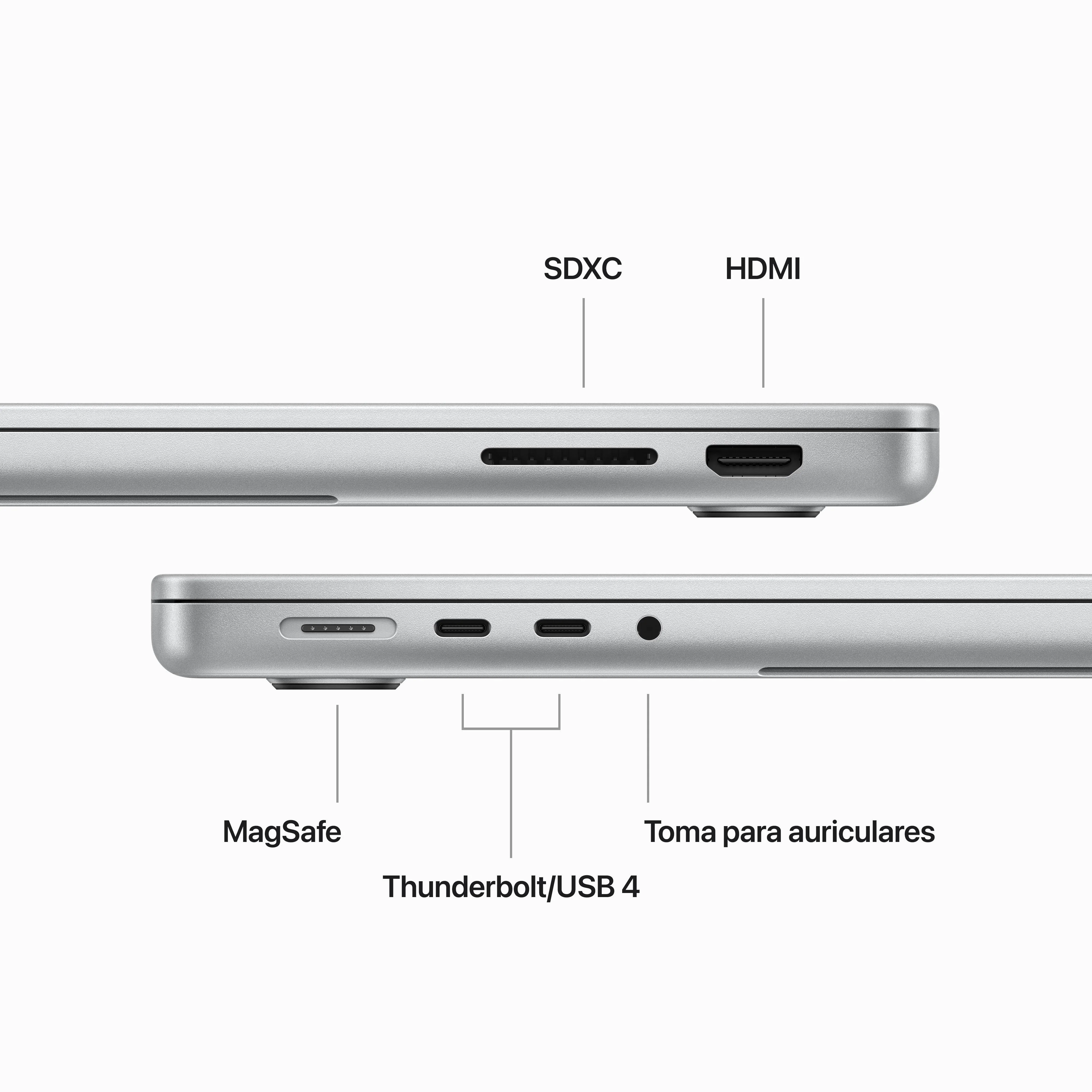 MacBook Pro de 14 pulgadas: Chip M3 de Apple con CPU de ocho núcleos y GPU de diez núcleos, 1 TB SSD - Plata - Image 6