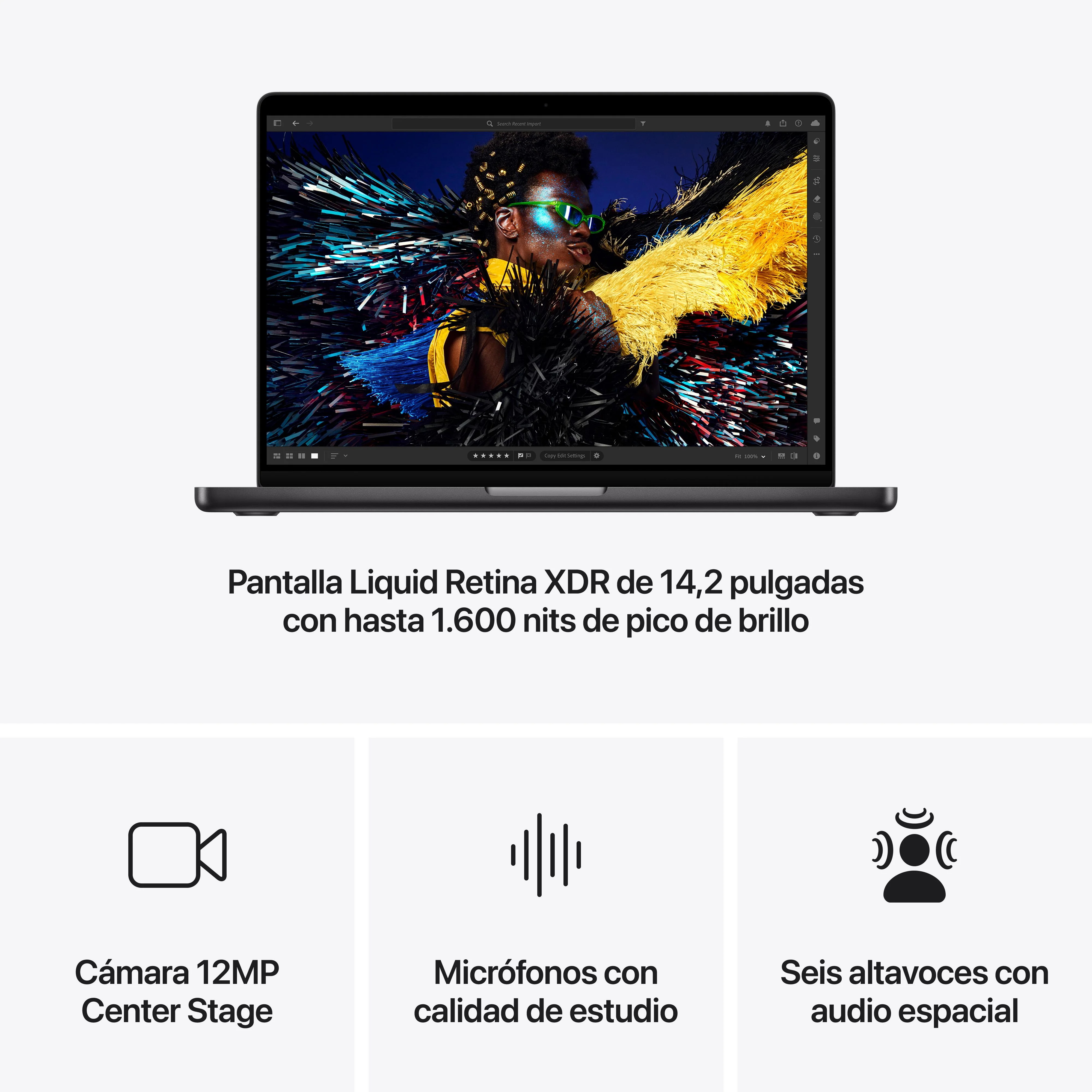 MacBook Pro de 14 pulgadas: Chip M4 Pro de Apple con CPU de 14 núcleos y GPU de 20 núcleos, 1 TB SSD - Negro espacial - Image 6