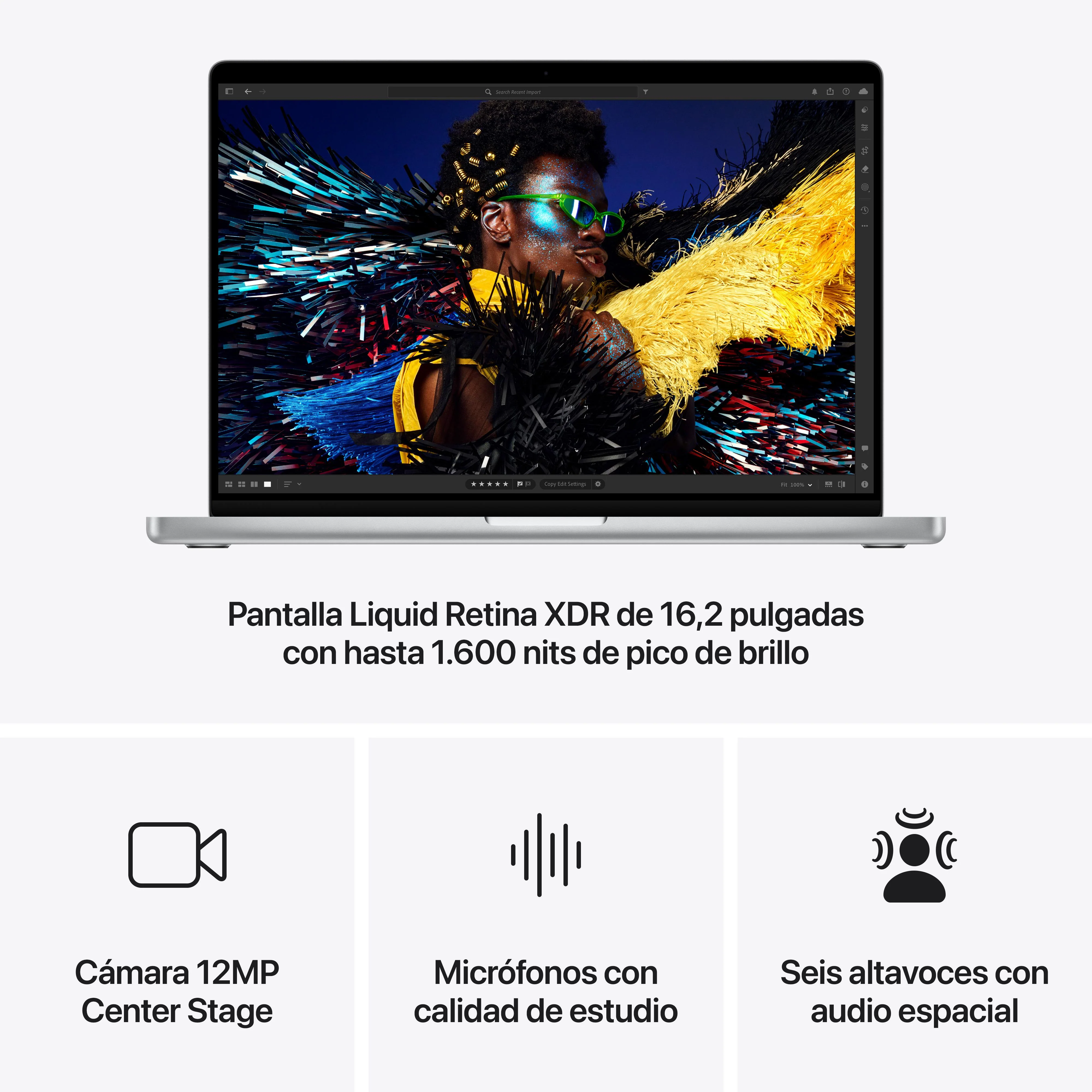 MacBook Pro de 16 pulgadas: Chip M4 Max de Apple con CPU de 16 núcleos y GPU de 40 núcleos, 1 TB SSD - Plata - Image 6