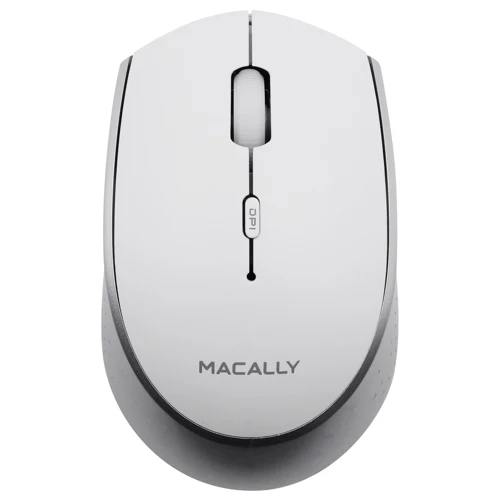 Ratón óptico BTEZMOUSEBAT de Macally - Blanco/Plateado